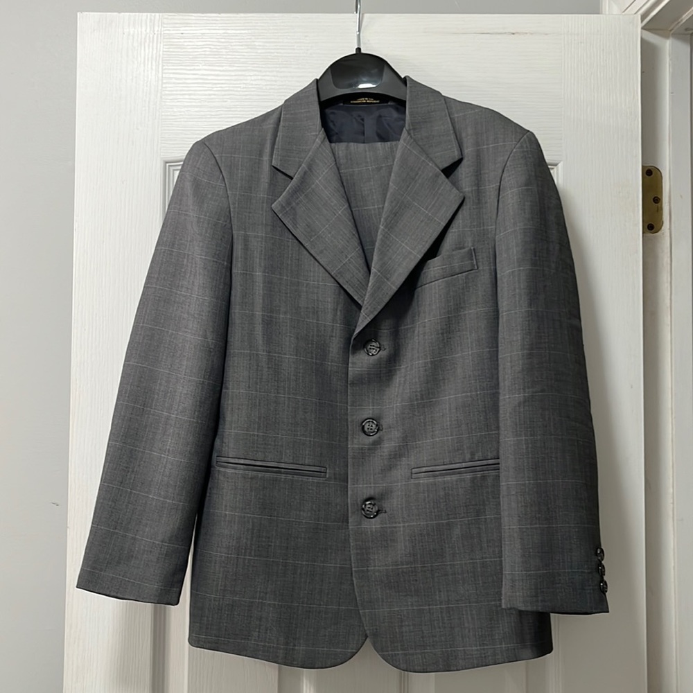 Boys FUBU suit- 2pc- gray plaid